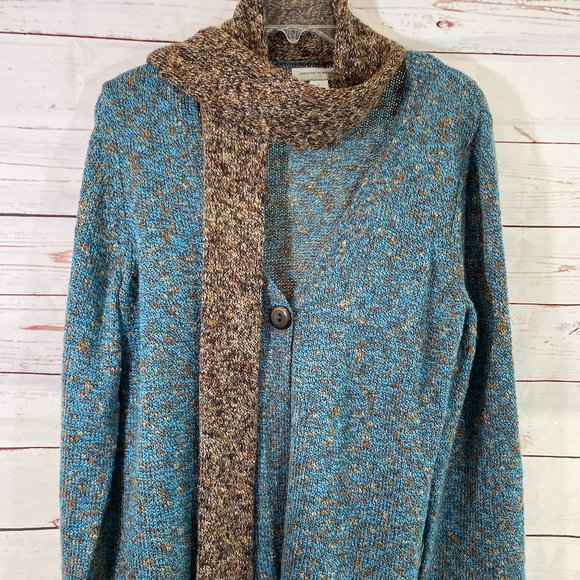 SOLD Christopher & Banks Blue & Brown Weave Sweater NWOT - Picture 6 of 13